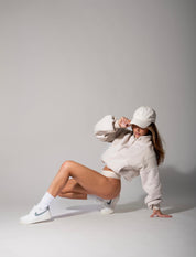 Funnel neck Crop Zip Sweatshirt