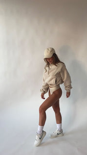 Funnel neck Crop Zip Sweatshirt