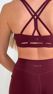 Cross back Sports Bra - Burgundy