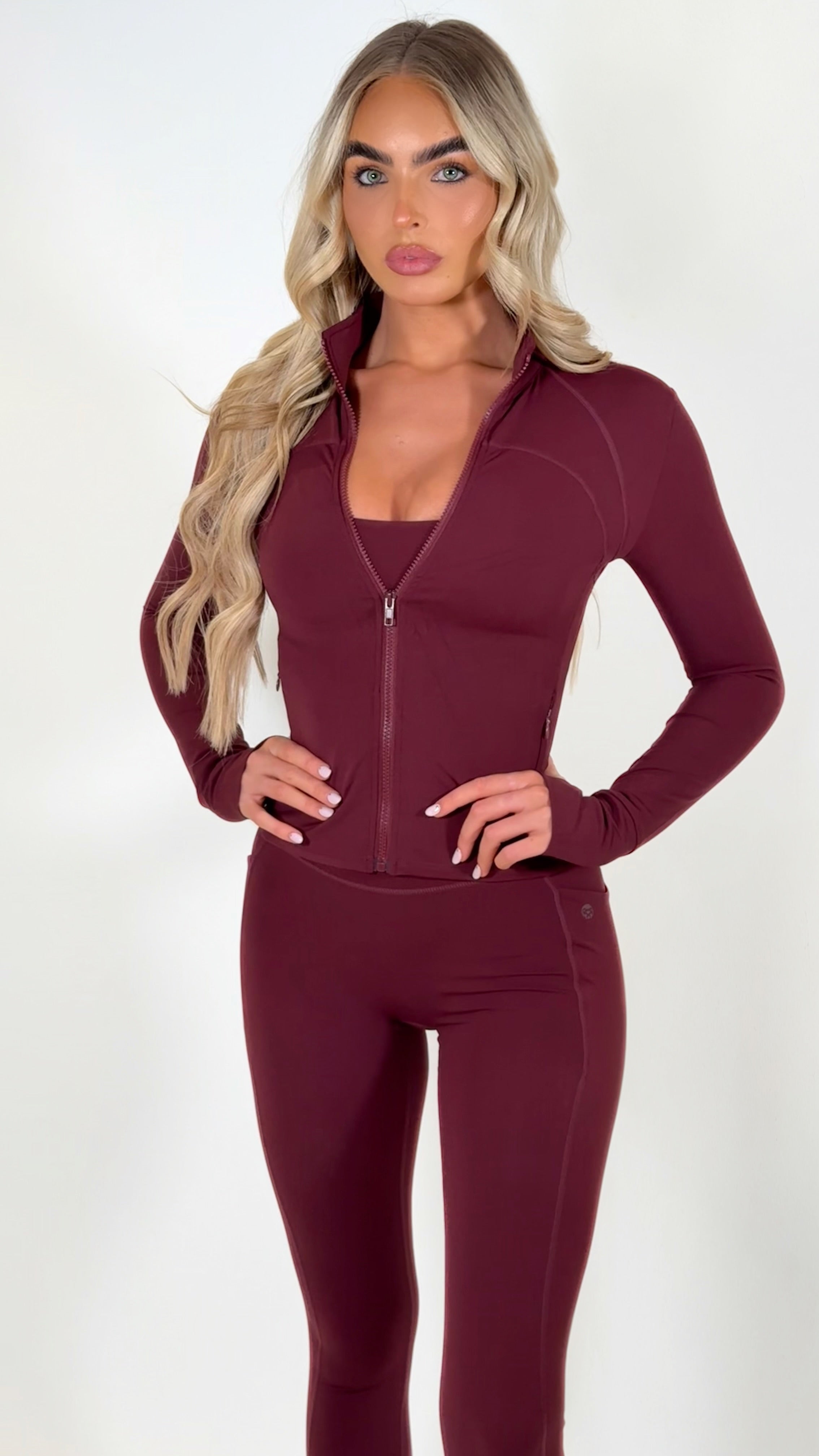 SculptFit Zip up Jacket - Burgundy