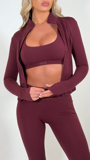 SculptFit Zip up Jacket - Burgundy