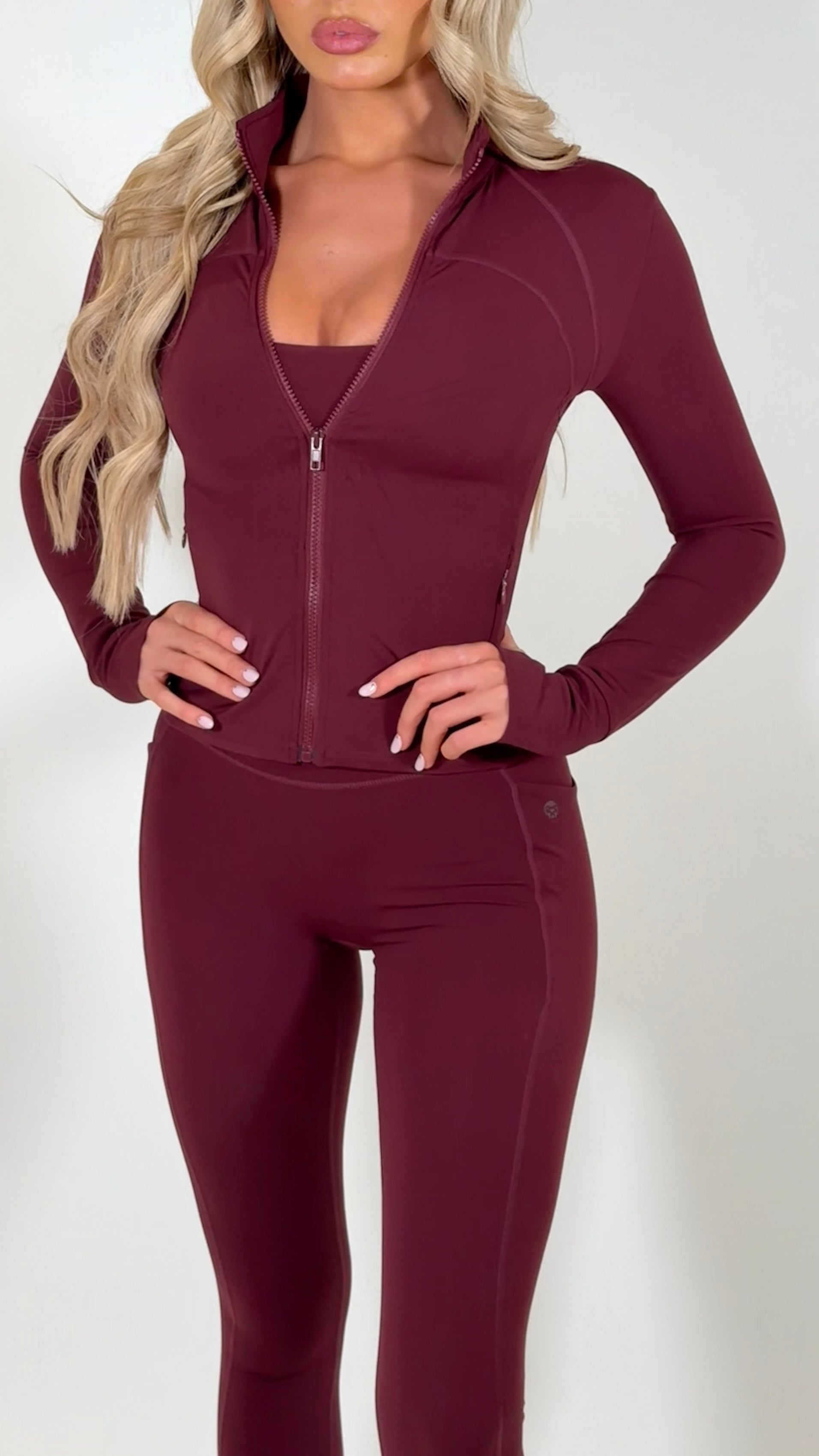 SculptFit Zip up Jacket - Burgundy