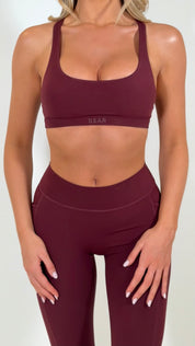 Cross back Sports Bra - Burgundy