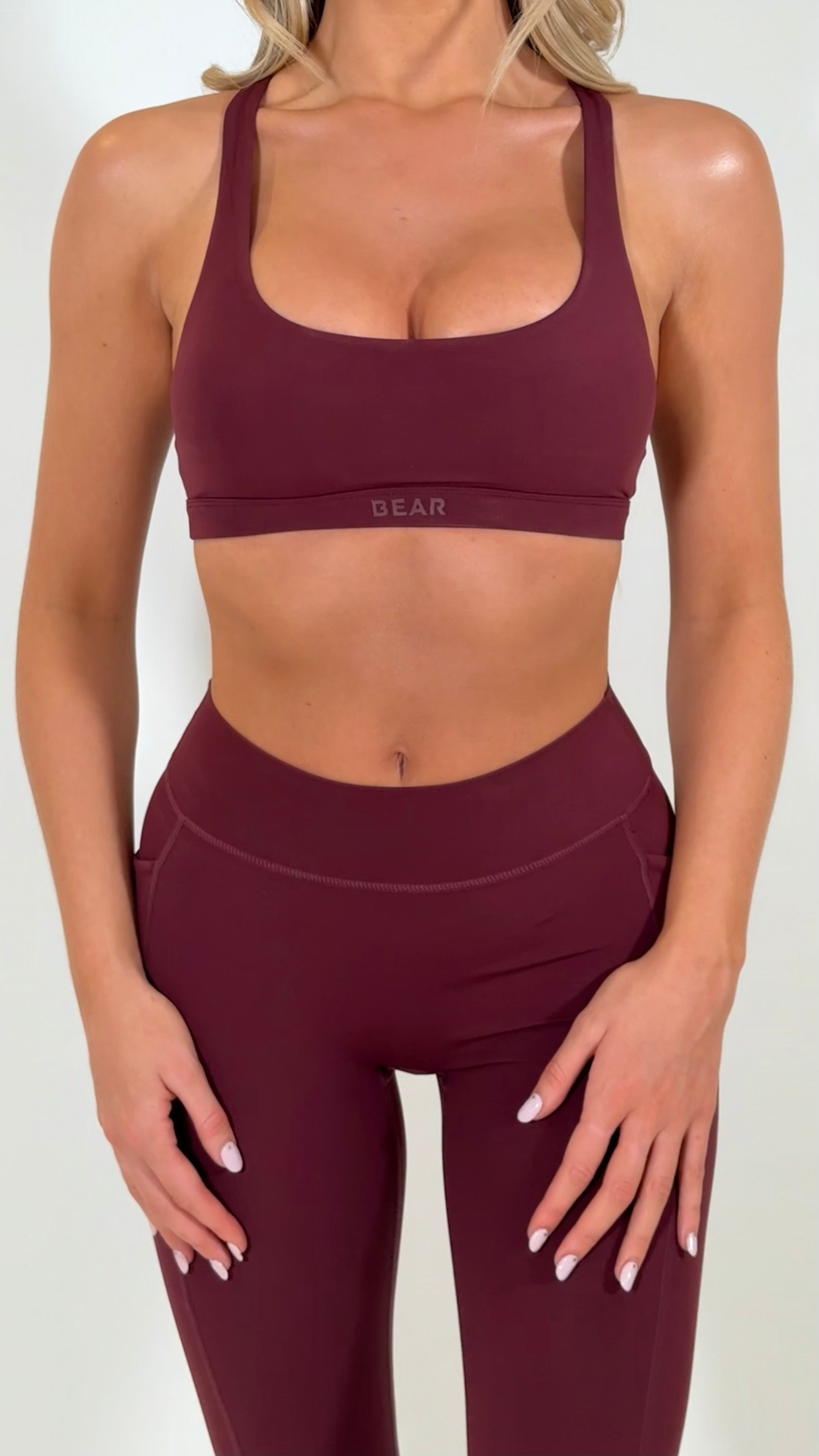 Cross back Sports Bra - Burgundy