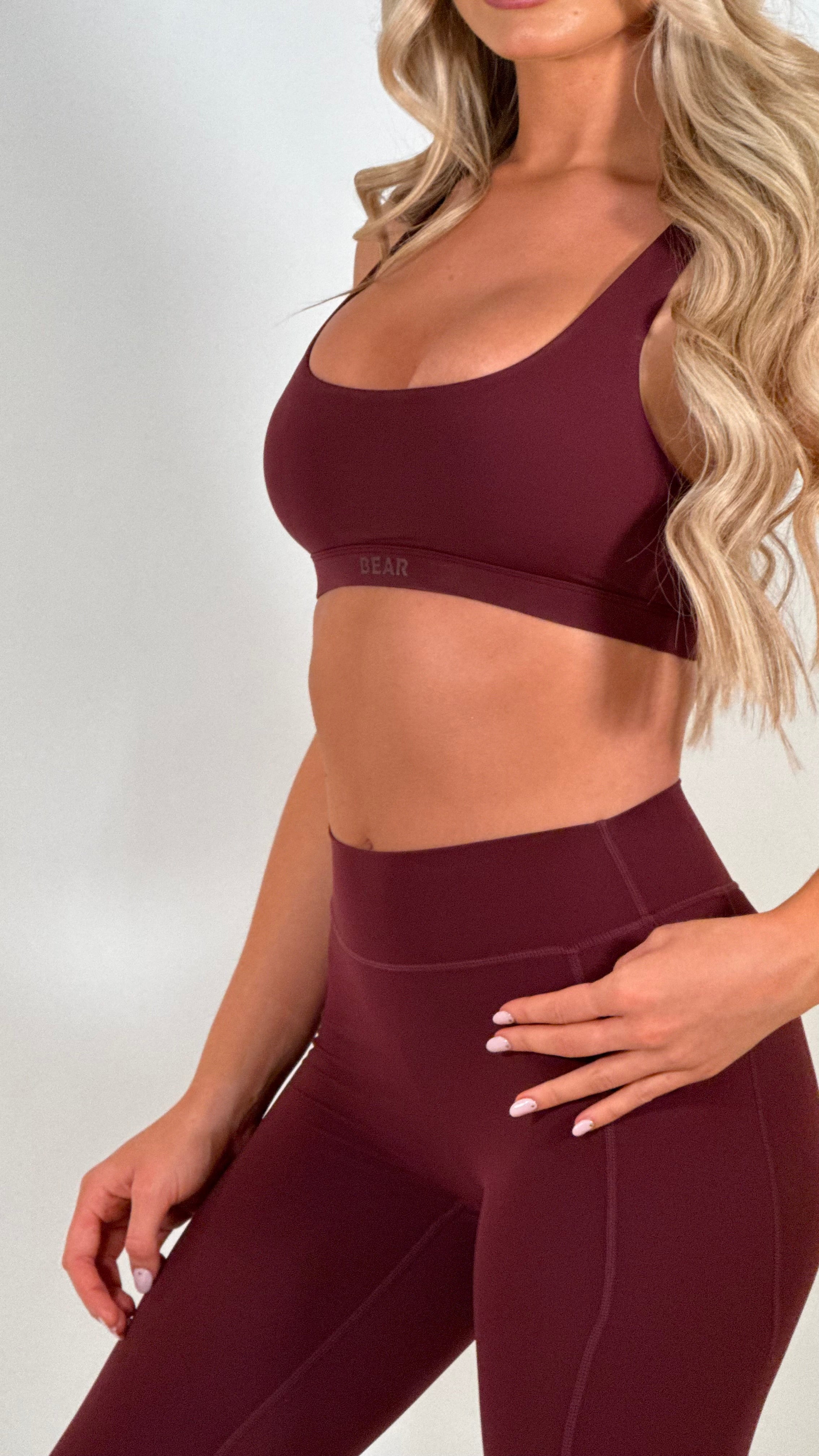 Cross back Sports Bra - Burgundy