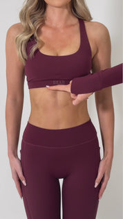 Cross back Sports Bra - Burgundy